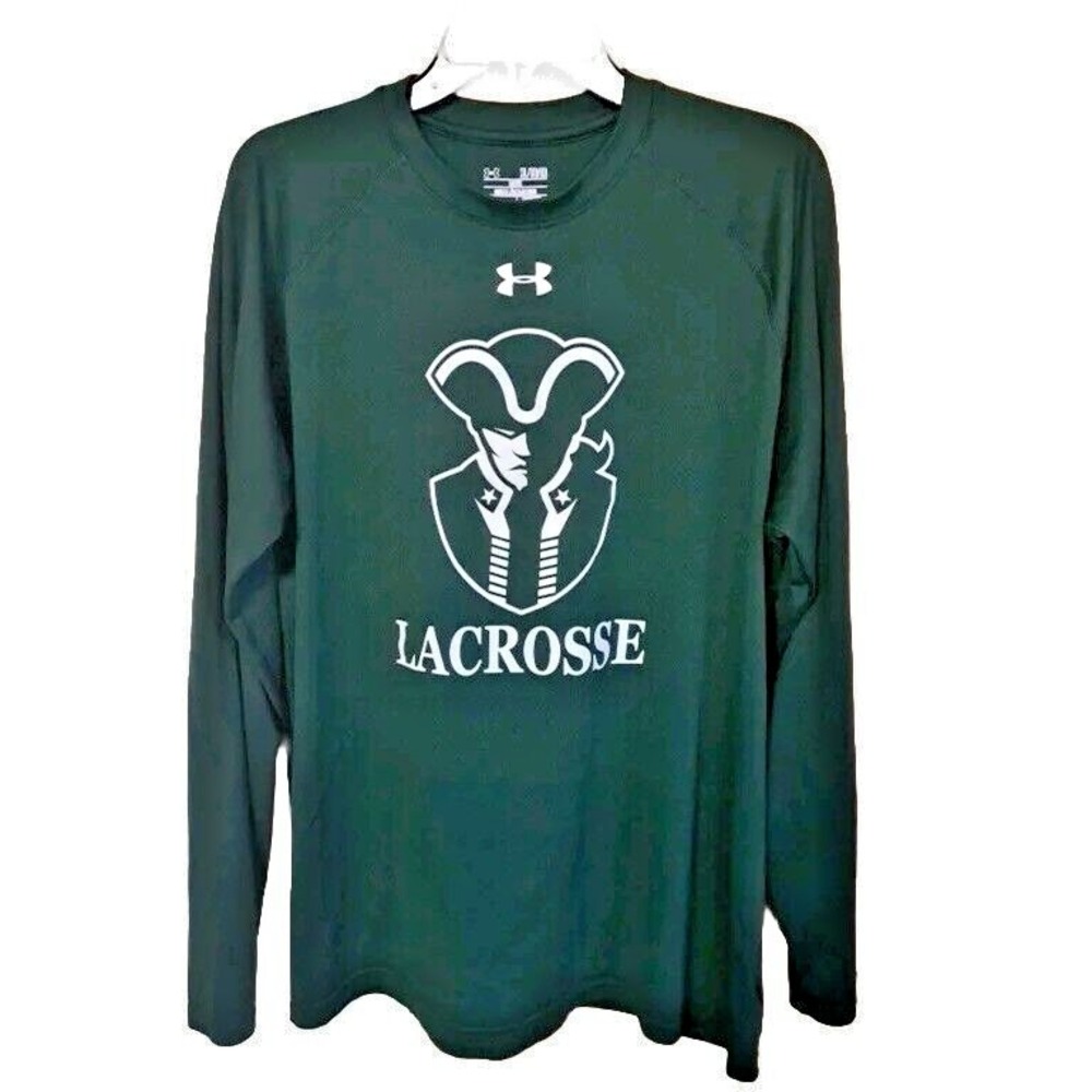 Under Armour Shirt Mens Extra Large Green Long‎ Sleeve Heatgear Pirate LaCrosse